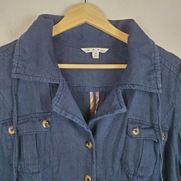 CABI Style #340 Chambray Denim Tunic Cardigan Button-up Top Shirt Jacket Sz M - Picture 7 of 11